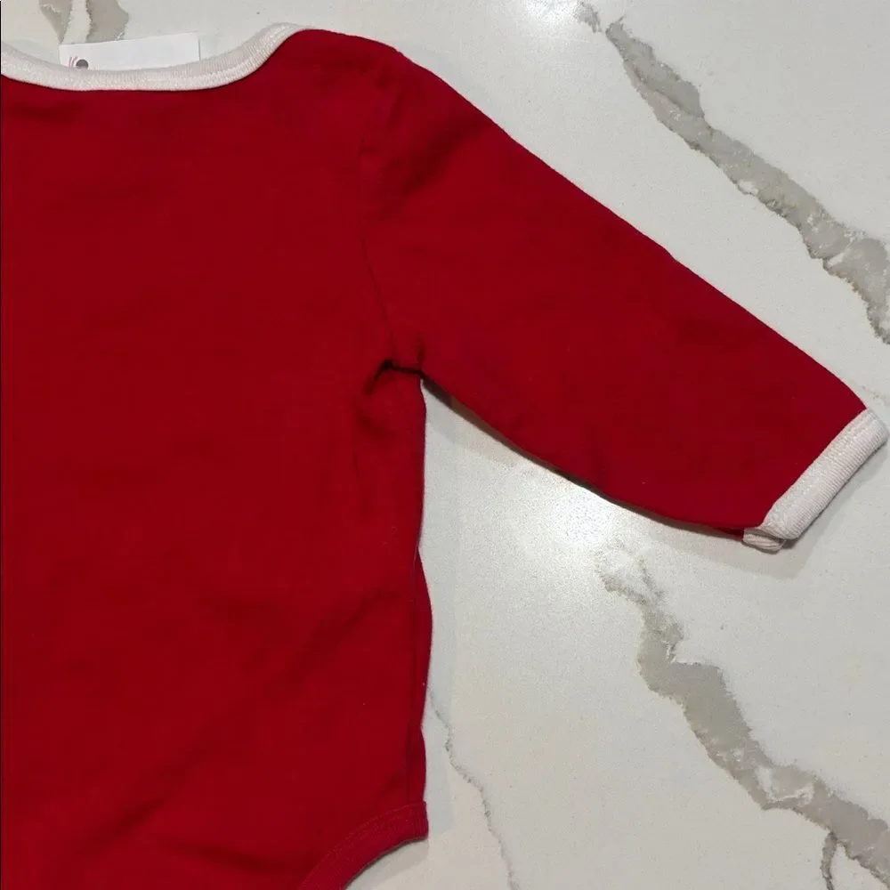 SANTA BABY Red Long Sleeve Infant Christmas Holiday One Piece 6-9M